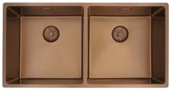 Pure.Sink Prestige Διπλός χάλκινος νεροχύτης 82x40 εκ 10mm ακτίνα υποκατασκευής, επίπεδης κατασκευής και επικατασκευής PPG404040-62