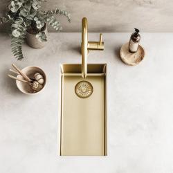 Pure.Sink Exclusivo μικρό χρυσό νεροχύτη 18x40 εκ 10mm ακτίνα εντοιχισμένο, επίπεδη ενσωμάτωση και επίπεδη εγκατάσταση PEX1840-60