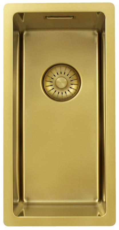 Pure.Sink Exclusivo μικρό χρυσό νεροχύτη 18x40 εκ 10mm ακτίνα εντοιχισμένο, επίπεδη ενσωμάτωση και επίπεδη εγκατάσταση PEX1840-60