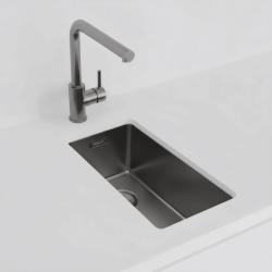 Pure.Sink Exclusivo Gun metal μικρό νεροχύτη 18x40 εκ 10mm ακτίνα υποβολής, επίπεδης κατασκευής και επικαθήμενο PEX1840-61