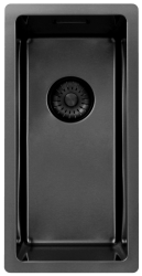 Pure.Sink Exclusivo Gun metal μικρό νεροχύτη 18x40 εκ 10mm ακτίνα υποβολής, επίπεδης κατασκευής και επικαθήμενο PEX1840-61