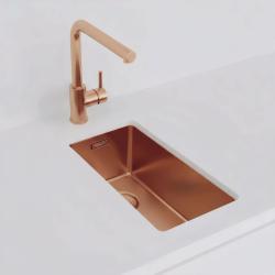 Pure.Sink Exclusivo μικρός χάλκινος νεροχύτης 18x40 εκ. 10 χιλιοστά ραδιοενεργός επιφάνεια, επίπεδη κατασκευή και επικατασκευή PEX1840-62
