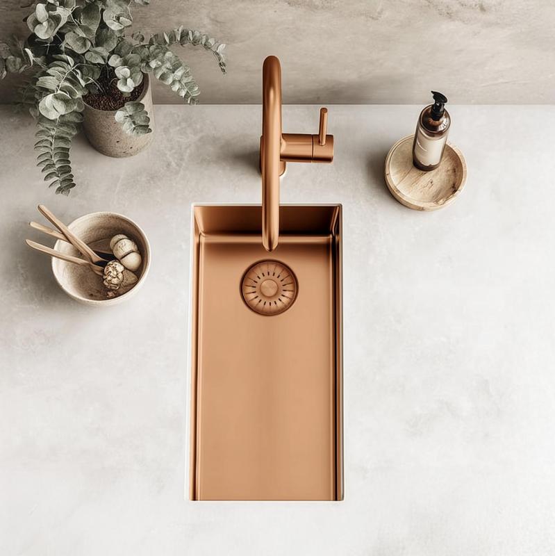 Pure.Sink Exclusivo μικρός χάλκινος νεροχύτης 18x40 εκ. 10 χιλιοστά ραδιοενεργός επιφάνεια, επίπεδη κατασκευή και επικατασκευή PEX1840-62