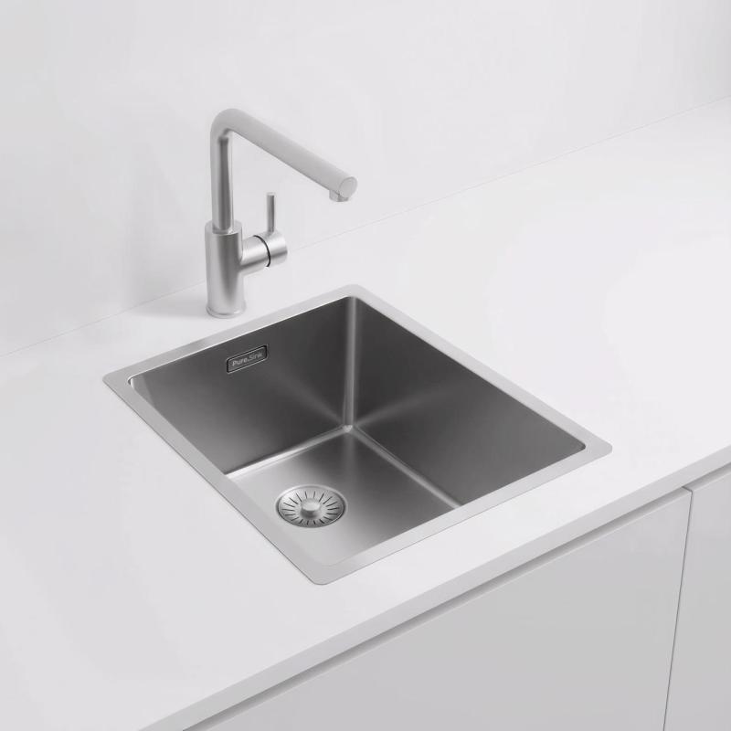 Pure.Sink Exclusivo RVS νεροχύτης 34x40 εκ. 10 χιλιοστά ραδιούς υποκατασκευής, επίπεδης κατασκευής και επικατασκευής PEX3440-02