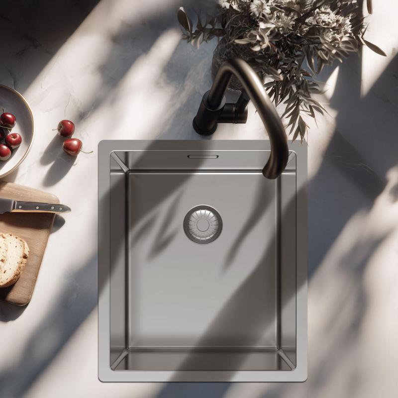 Pure.Sink Exclusivo RVS νεροχύτης 34x40 εκ. 10 χιλιοστά ραδιούς υποκατασκευής, επίπεδης κατασκευής και επικατασκευής PEX3440-02