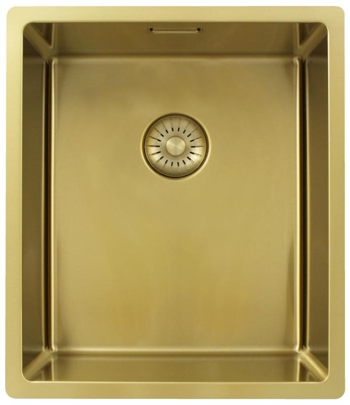 Pure.Sink Exclusivo Χρυσή νεροχύτη 34x40 cm 10mm ακτίνα εντοιχισμένη, επίπεδη κατασκευή και επικατασκευή PEX3440-60