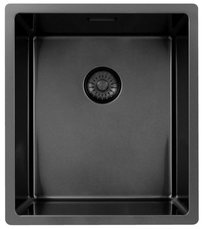 Pure.Sink Exclusivo Gun metal νεροχύτης 34x40 εκ. 10mm ράγιους επίπεδης κατασκευής, επιφανειακής και υπερυψωμένης PEX3440-61