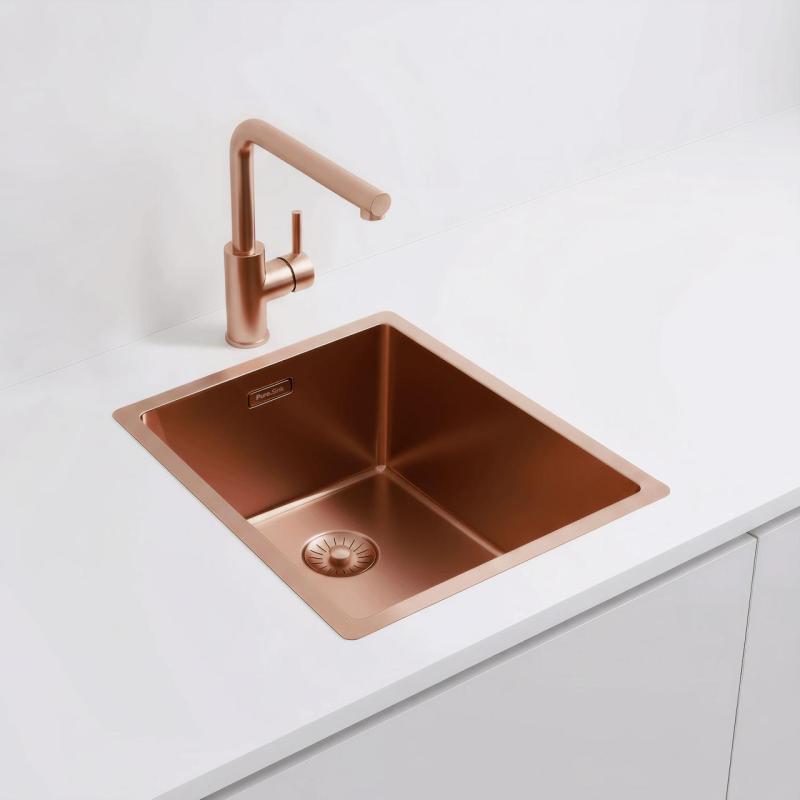 Pure.Sink Exclusivo Χάλκινο νεροχύτης 34x40 εκ 10mm ακτίνα εντοιχισμένη, επίπεδη και επικαθήμενη PEX3440-62
