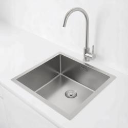 Pure.Sink Exclusivo RVS 40x40 εκατοστά με ακτίνα 10 χιλιοστών, εντοιχισμένος, επίπεδη κατασκευή και επικαθήμενος PEX4040-02