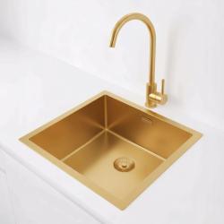 Pure.Sink Exclusivo Χρυσή νεροχύτη 40x40 εκ. 10mm ακτίνα υποκατασκευής, επίπεδης κατασκευής και επίκτησης PEX4040-60