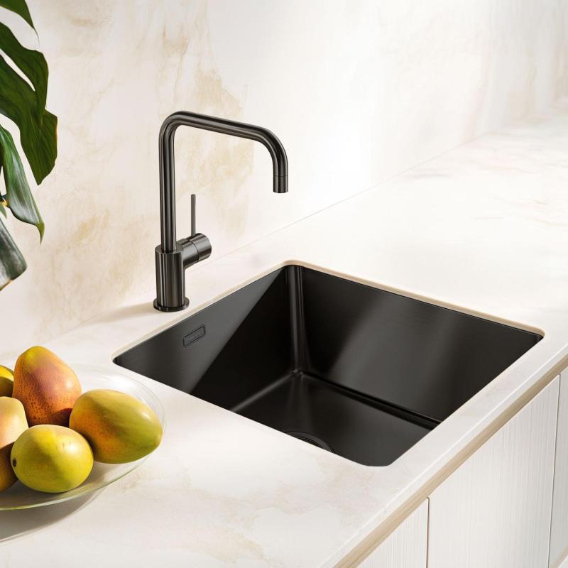 Pure.Sink Exclusivo Gun metal νεροχύτης 40x40 εκ. 10mm ακτίνα εντοιχισμένη, επίπεδη και επικαθήμενη PEX4040-61