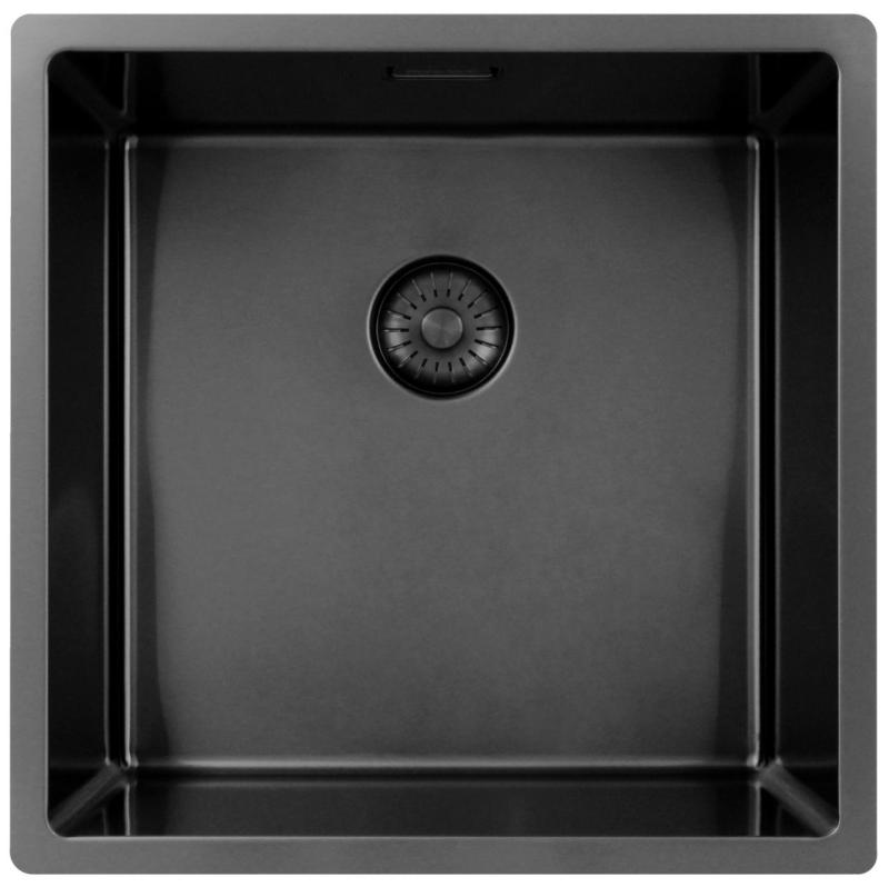 Pure.Sink Exclusivo Gun metal νεροχύτης 40x40 εκ. 10mm ακτίνα εντοιχισμένη, επίπεδη και επικαθήμενη PEX4040-61