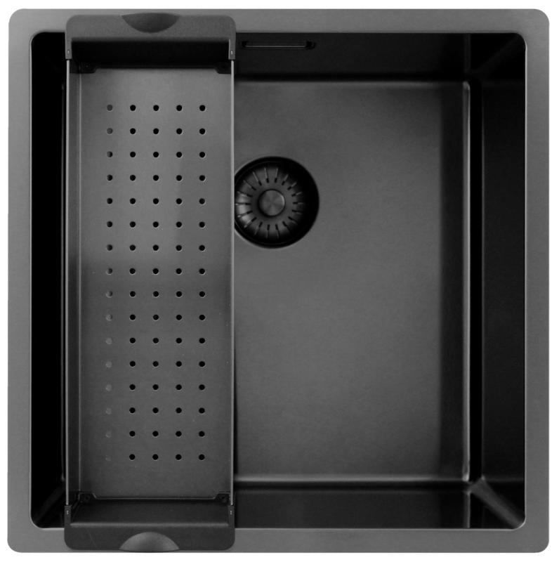 Pure.Sink Exclusivo Gun metal νεροχύτης 40x40 εκ. 10mm ακτίνα εντοιχισμένη, επίπεδη και επικαθήμενη PEX4040-61