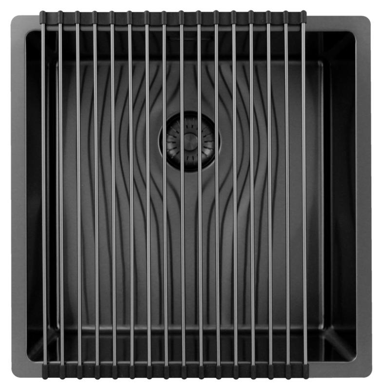 Pure.Sink Exclusivo Gun metal νεροχύτης 40x40 εκ. 10mm ακτίνα εντοιχισμένη, επίπεδη και επικαθήμενη PEX4040-61