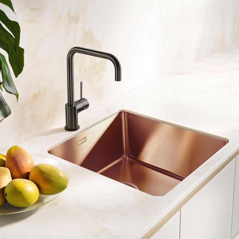 Pure.Sink Exclusivo Χάλκινος νεροχύτης 40x40 cm ακτίνα 10mm υποδομή, επίπεδη κατασκευή και επικατασκευή PEX4040-62