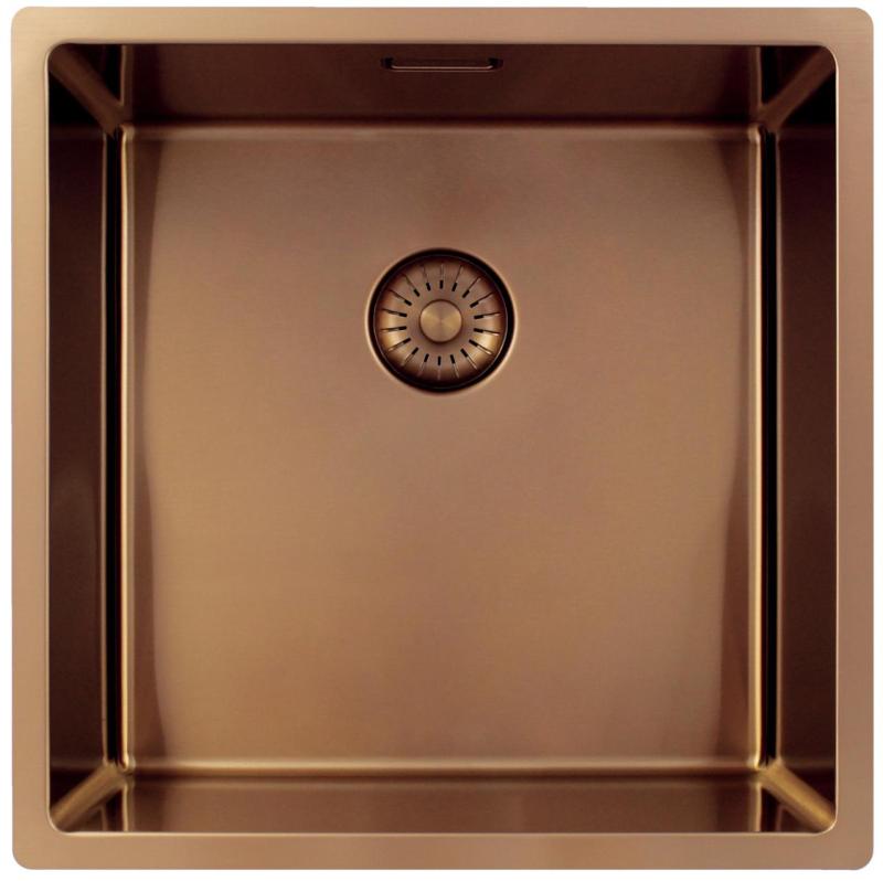 Pure.Sink Exclusivo Χάλκινος νεροχύτης 40x40 cm ακτίνα 10mm υποδομή, επίπεδη κατασκευή και επικατασκευή PEX4040-62