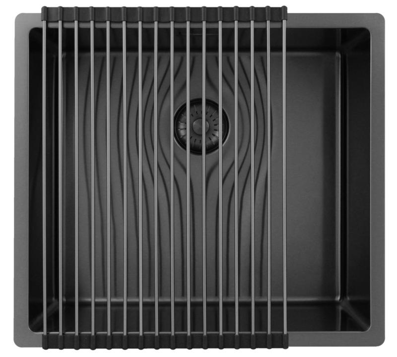 Pure.Sink Exclusivo Gun metal νεροχύτης 45x40 cm 10mm ακτίνα εντοιχισμένη, επίπεδη και επικαθήμενη PEX4540-61