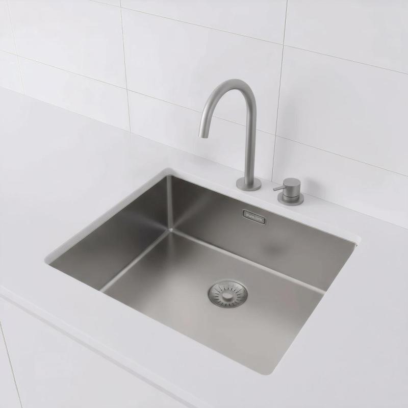 Pure.Sink Exclusivo RVS νεροχύτης 50x40 εκ 10mm ακτίνα υποδομή, επίπεδη κατασκευή και επικατασκευή PEX5040-02