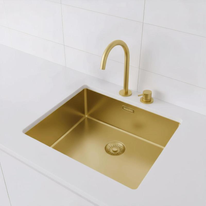 Pure.Sink Exclusivo Χρυσή νεροχύτη 50x40 εκ. 10 χιλ. ακτίνα εντοιχισμένη, επίπεδη κατασκευή και επικαθήσεως PEX5040-60