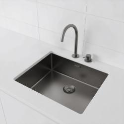 Pure.Sink Exclusivo Gun metal νεροχύτης 50x40 εκ. 10mm ακτίνα υποκατασκευή, επίπεδη κατασκευή και επικατασκευή PEX5040-61