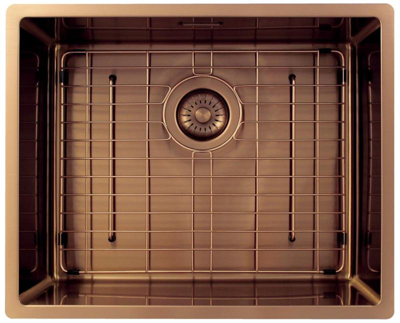 Pure.Sink Exclusivo Χάλκινος νεροχύτης 50x40 εκ 10mm ακτίνα εντοιχισμένος, επίπεδη κατασκευή και επικάθηση PEX5040-62