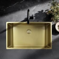 Pure.Sink Exclusivo μεγάλο χρυσό νεροχύτη 70x40 εκ. 10mm ακτίνα υποδομής, επίπεδης ενσωμάτωσης και επικατασκευής PEX7040-60