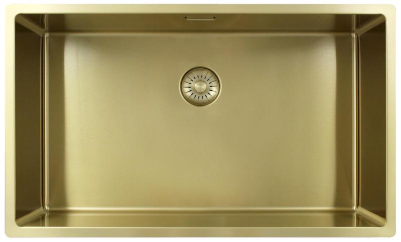 Pure.Sink Exclusivo μεγάλο χρυσό νεροχύτη 70x40 εκ. 10mm ακτίνα υποδομής, επίπεδης ενσωμάτωσης και επικατασκευής PEX7040-60
