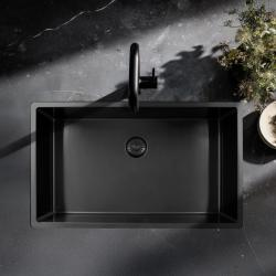 Pure.Sink Exclusivo μεγάλο Gun metal νεροχύτη 70x40 εκ. ακτίνα 10mm εντοιχισμένος, επίπεδη ενσωμάτωση και επικαθήμενος PEX7040-61