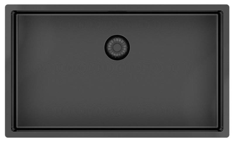 Pure.Sink Exclusivo μεγάλο Gun metal νεροχύτη 70x40 εκ. ακτίνα 10mm εντοιχισμένος, επίπεδη ενσωμάτωση και επικαθήμενος PEX7040-61