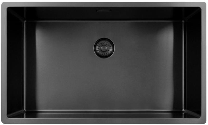 Pure.Sink Exclusivo μεγάλο Gun metal νεροχύτη 70x40 εκ. ακτίνα 10mm εντοιχισμένος, επίπεδη ενσωμάτωση και επικαθήμενος PEX7040-61