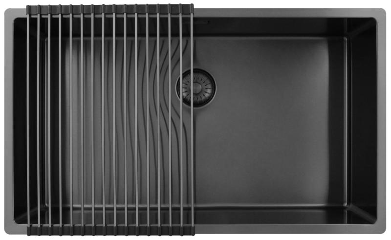 Pure.Sink Exclusivo μεγάλο Gun metal νεροχύτη 70x40 εκ. ακτίνα 10mm εντοιχισμένος, επίπεδη ενσωμάτωση και επικαθήμενος PEX7040-61