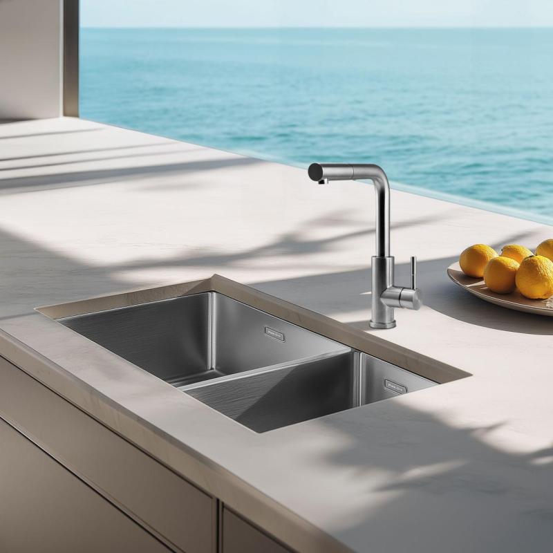 Pure.Sink Exclusivo RVS 1,5 με μισό νεροχύτη 34+18 εκατοστά 10mm ακτίνα PEX341840-02