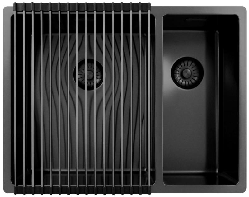 Pure.Sink Exclusivo Gun Metal 1,5 μισό νεροχύτη 34+18 cm ακτίνα 10mm PEX341840-61