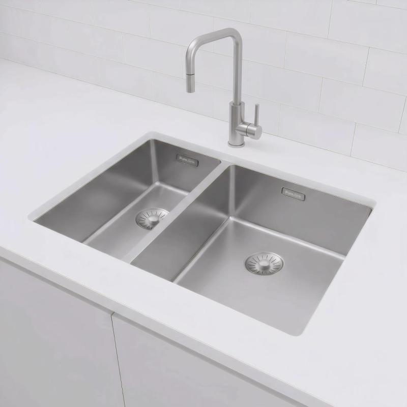 Pure.Sink Exclusivo RVS 1,5 άλλο ένα μισό νεροχύτη 18+34 εκ. 10mm ακτίνα PEX183440-02