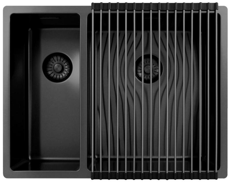 Pure.Sink Exclusivo Gun Metal 1,5 μισή νεροχύτη 18+34 cm 10mm ακτίνα PEX183440-61