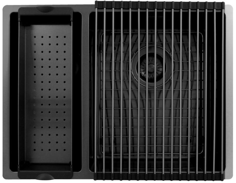 Pure.Sink Exclusivo Gun Metal 1,5 μισή νεροχύτη 18+34 cm 10mm ακτίνα PEX183440-61