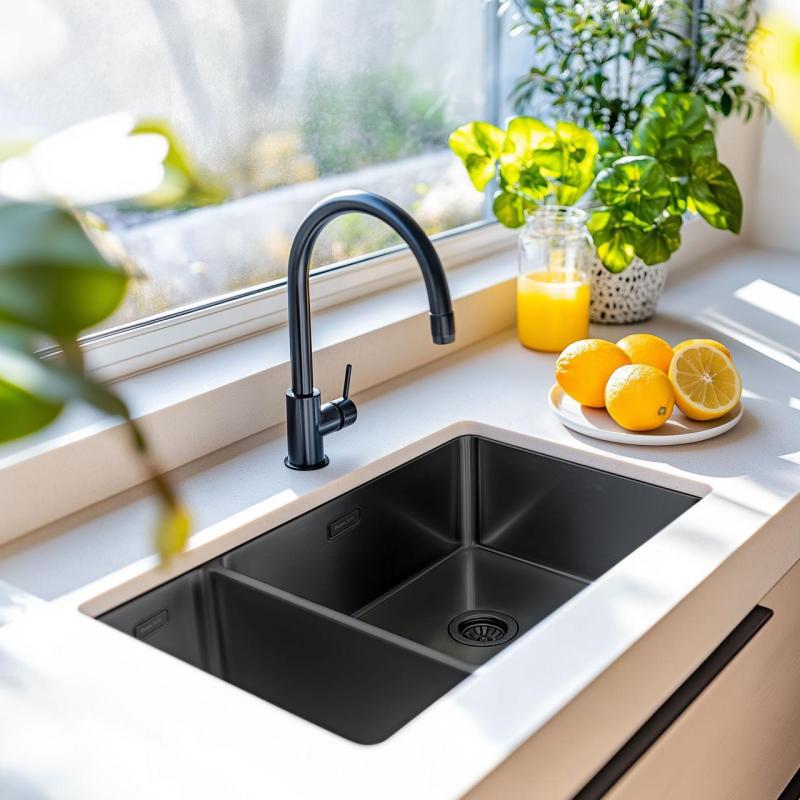 Pure.Sink Exclusivo Gun Metal 1,5 μισή νεροχύτη 18+34 cm 10mm ακτίνα PEX183440-61