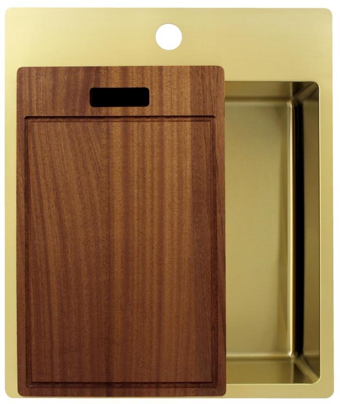 Pure.Sink Exclusivo Χρυσή νεροχύτη 44x52 εκ. Tapwing με τρύπα για βρύση ακτίνα 10mm PEX4040T-60