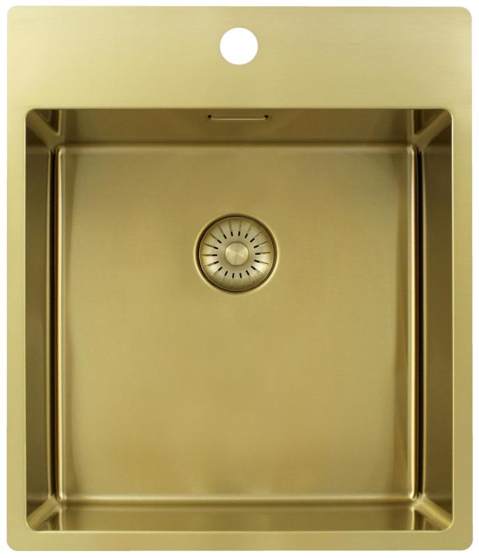 Pure.Sink Exclusivo Χρυσή νεροχύτη 44x52 εκ. Tapwing με τρύπα για βρύση ακτίνα 10mm PEX4040T-60