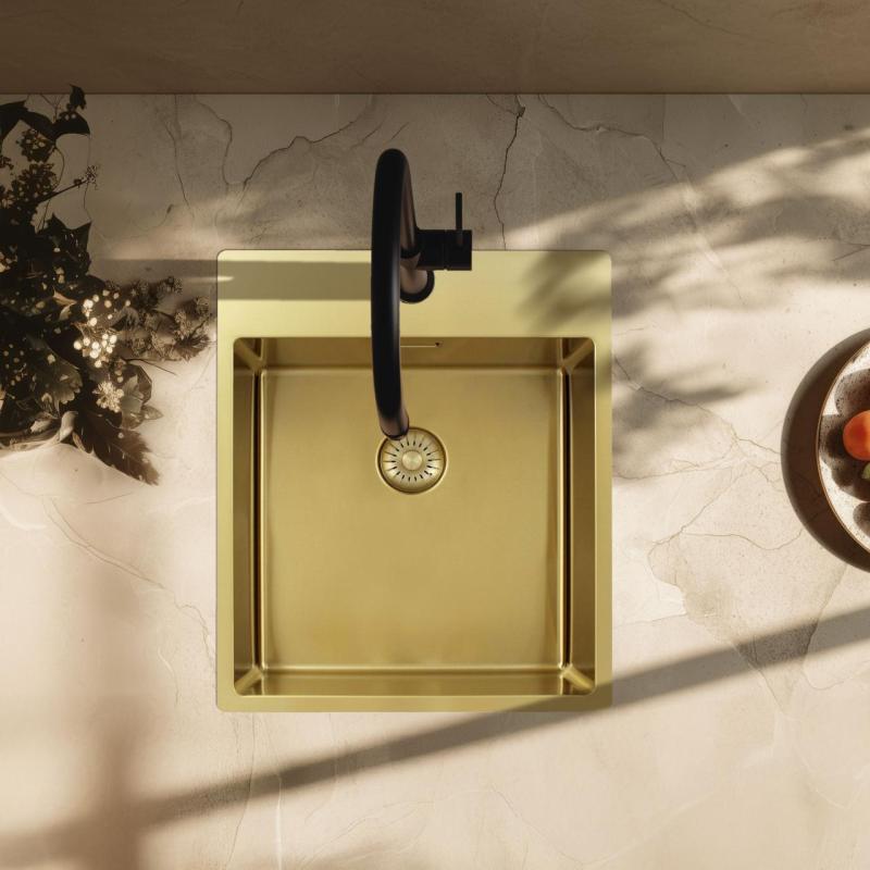 Pure.Sink Exclusivo Χρυσή νεροχύτη 44x52 εκ. Tapwing με τρύπα για βρύση ακτίνα 10mm PEX4040T-60