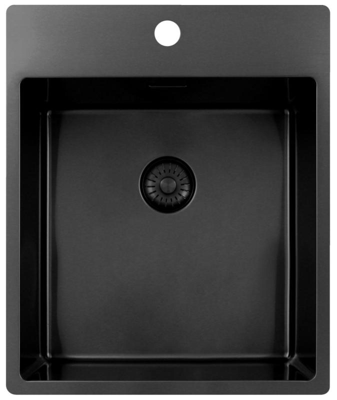 Pure.Sink Exclusivo Gun Metal νεροχύτης 44x52 εκ. Tapwing με τρύπα για βρύση, ακτίνα 10mm PEX4040T-61