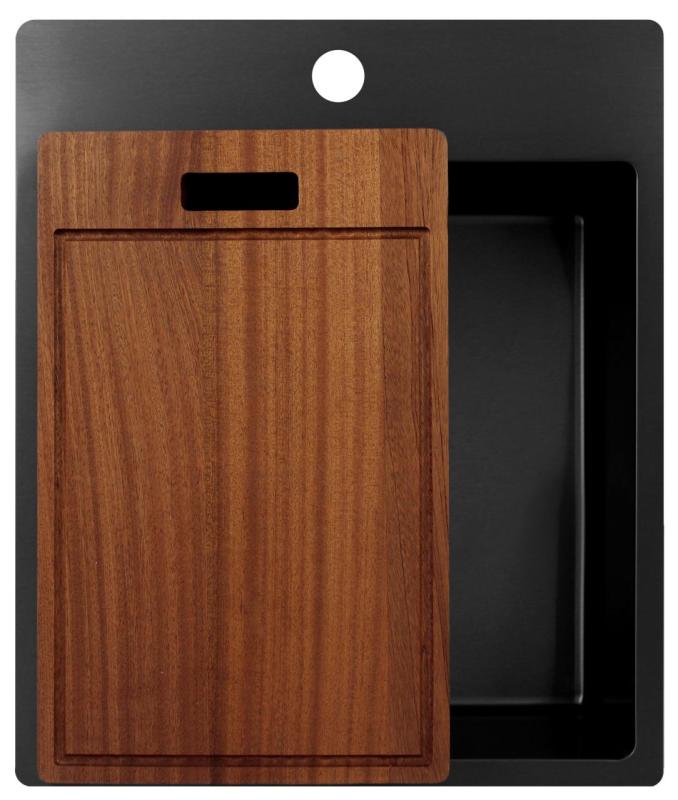 Pure.Sink Exclusivo Gun Metal νεροχύτης 44x52 εκ. Tapwing με τρύπα για βρύση, ακτίνα 10mm PEX4040T-61