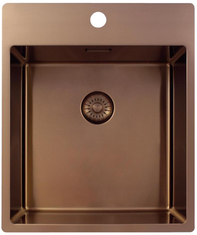 Pure.Sink Exclusivo Χάλκινος νεροχύτης 44x52 εκ. Tapwing με τρύπα για βρύση ακτίνα 10mm PEX4040T-62