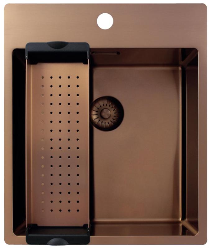 Pure.Sink Exclusivo Χάλκινος νεροχύτης 44x52 εκ. Tapwing με τρύπα για βρύση ακτίνα 10mm PEX4040T-62