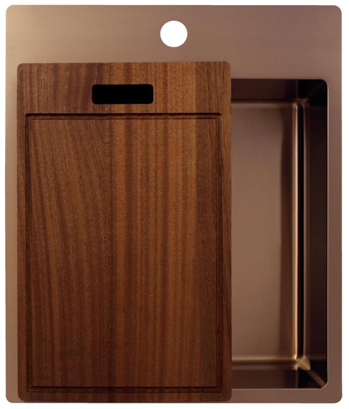 Pure.Sink Exclusivo Χάλκινος νεροχύτης 44x52 εκ. Tapwing με τρύπα για βρύση ακτίνα 10mm PEX4040T-62