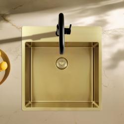 Pure.Sink Exclusivo Χρυσή νεροχύτη 49x52 εκ. Tapwing με τρύπα για βρύση ακτίνα 10mm PEX4540T-60