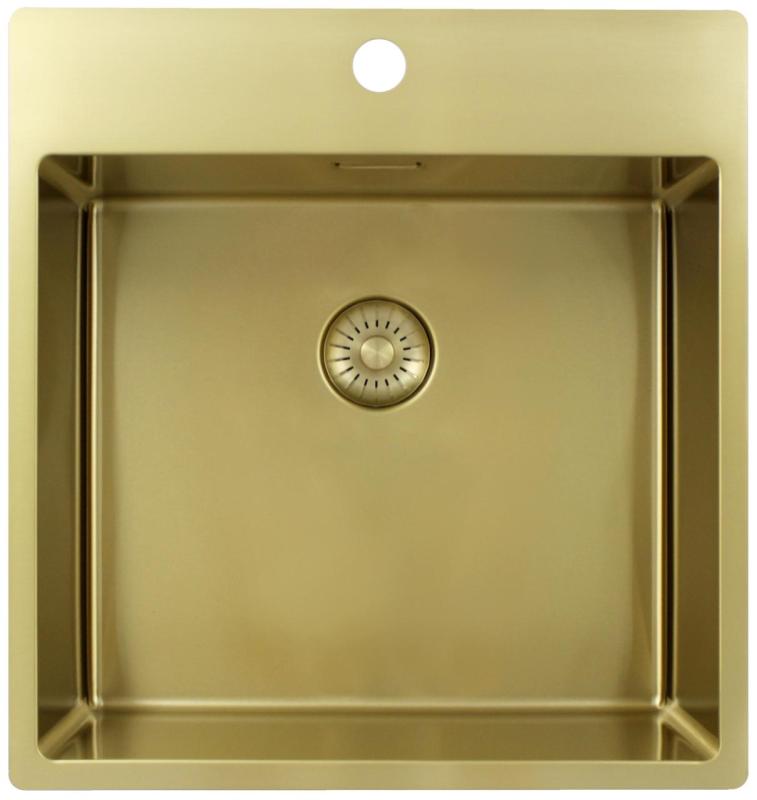 Pure.Sink Exclusivo Χρυσή νεροχύτη 49x52 εκ. Tapwing με τρύπα για βρύση ακτίνα 10mm PEX4540T-60