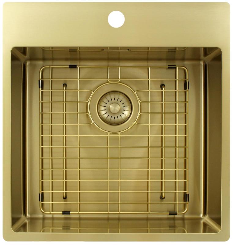 Pure.Sink Exclusivo Χρυσή νεροχύτη 49x52 εκ. Tapwing με τρύπα για βρύση ακτίνα 10mm PEX4540T-60
