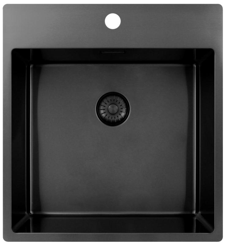 Pure.Sink Exclusivo Gun Metal νεροχύτης 49x52 εκ. Tapwing με τρύπα για βρύση, ακτίνα 10mm PEX4540T-61