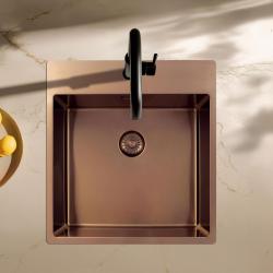 Pure.Sink Exclusivo Χάλκινος νεροχύτης 49x52 εκ. Tapwing με τρύπα για βρύση με ακτίνα 10 χιλιοστών PEX4540T-62